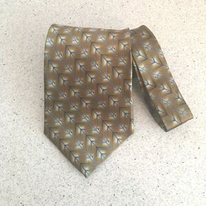 Vintage Bill Blass pure silk neck tie tan & blue